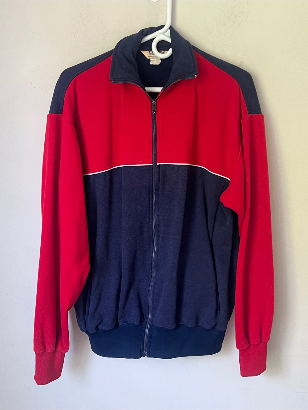 L.L. Bean Vintage Red Navy Full Zip Men’s Sweatshirt 🦋